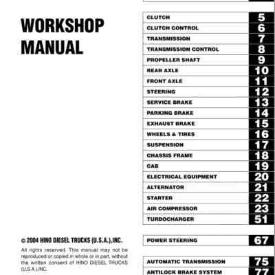 Hino Truck FA4J, FB4J Year 2004 Repair Manual (FA, FB)
