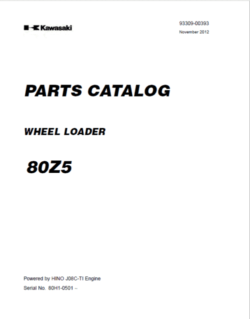 Kawasaki 80ZV Wheel Loader Repair Service Manual
