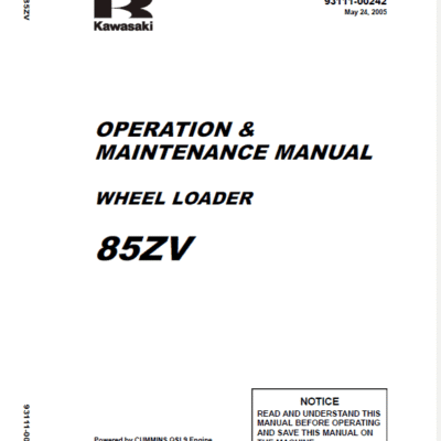 Kawasaki 85ZV Wheel Loader Repair Service Manual