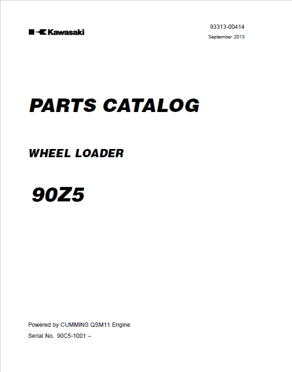 Kawasaki 90ZV Wheel Loader Repair Service Manual