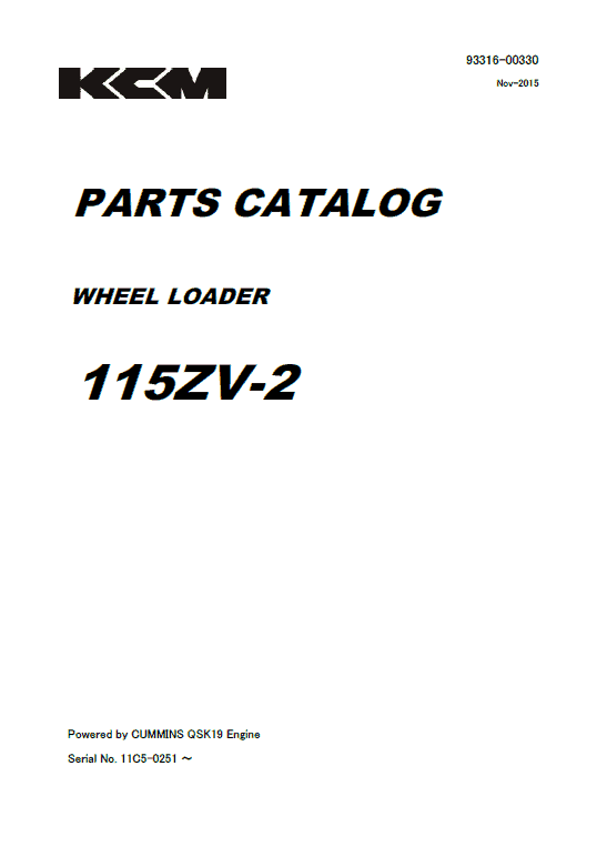 Kawasaki 115ZV-2 Wheel Loader Service Manual