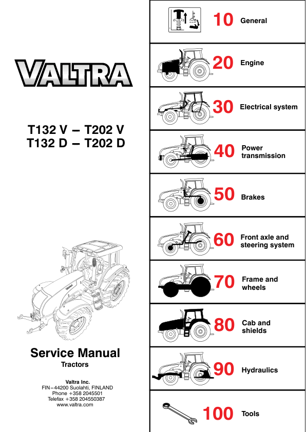 Valtra T132V, T152V, T162V, T172V, T182V, T202V Tractors Repair Manual Valtra T132V, T152V, T162V, T172V, T182V, T202V Tractors Repair Manual