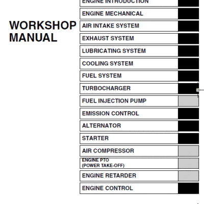 Hino 145, 165, 185, 238, 268, 308, 338 Series Year 2007 Repair Manual