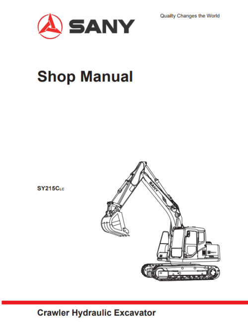 Sany Sy215clc Crawler Hydraulic Excavator Service Repair Manual