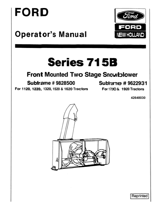 Ford NEW HOLLAND 715B Tractors Operator & Maintenance Manual