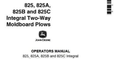 John Deere 825 825A 825B And 825C Integral Two Plows Operator’s Manual