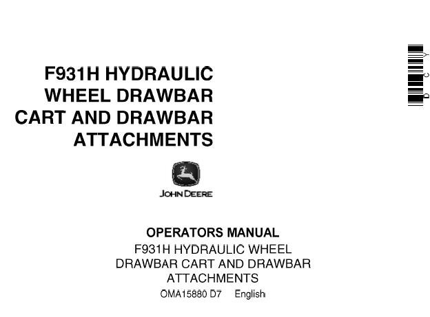 John Deere F931H Hydraulic Wheel And Drawbar Operator’S Manual